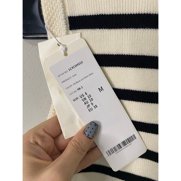 New Goelia Black and White Stripe Vest, Size US 6 - Picture 6 of 6
